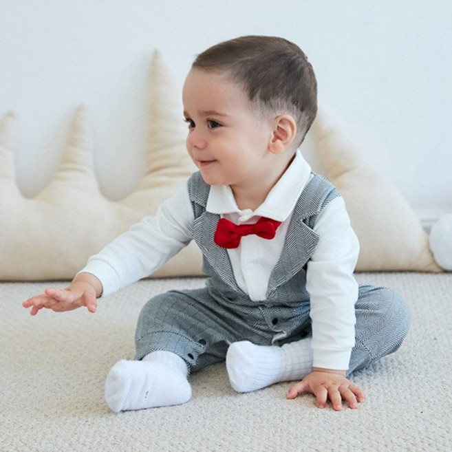BabyMax 人字紋燕尾服造型連身衣