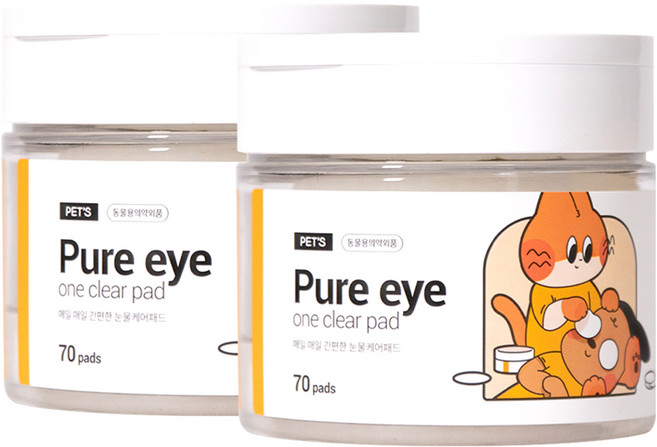 정글몬스터 반려동물 눈물세정제 퓨어 아이 원클리어 패드, 200ml, 2개