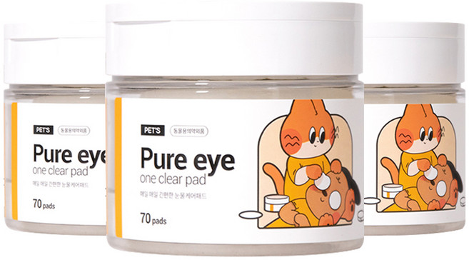 정글몬스터 반려동물 퓨어 아이 원 클리어 패드 눈물세정제, 200ml, 3개