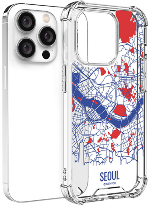 JUST4YOU 트래블 맵 투명 강화 휴대폰 케이스