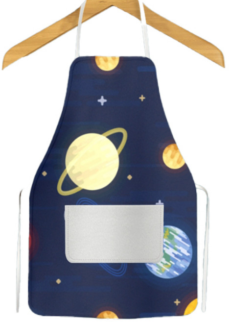 Air 宇宙雲朵圖案美術用圍裙, TYPE 15