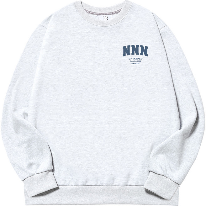 언탭트 남성용 빅사이즈 NNN 스몰로고 맨투맨 티셔츠
