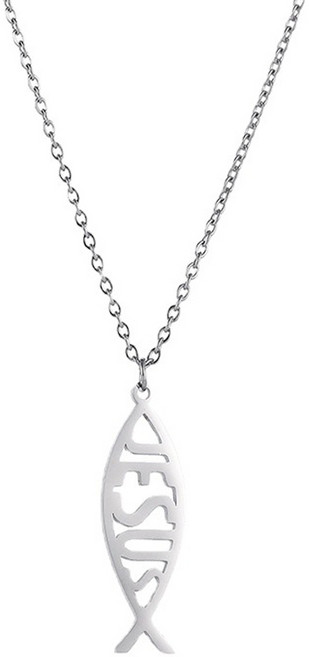 JESUS 물고기 스틸 펜던트, 실버, 1개