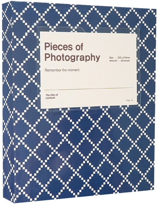 문구백서 데일리 바인더 접착식 포토앨범, 25매, 몬네이비(앨범) + 백색(내지)