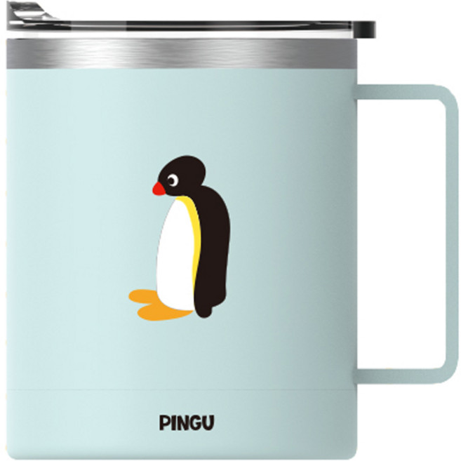 韓國 DAYNEEDS Pingu 不鏽鋼杯 + 蓋子 350ml, 薄荷綠, 1個