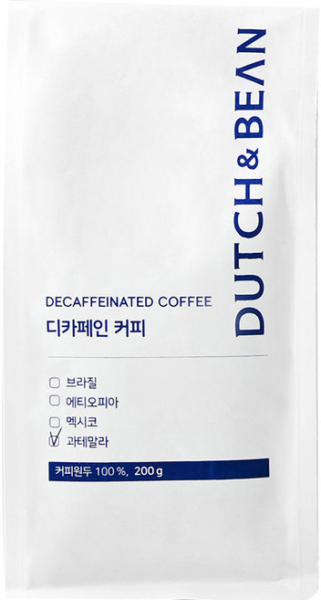 더치앤빈 과테말라 디카페인 커피원두, 200g, 1개, 홀빈(분쇄안함)