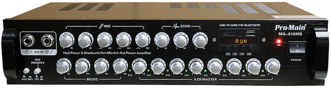 Promain 8채널 블루투스앰프 매장용 업소용 리모컨포함 800W 고출력, MA-816MB