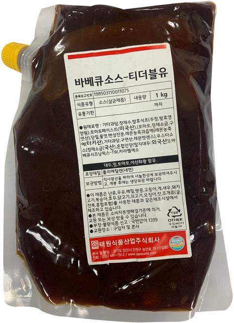 태원 바베큐 소스 티더블유, 1kg, 1개