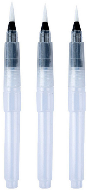 메이크마인 고체물감 회화 워터 수채 브러쉬 뾰족 3종 세트, 길이 120mm, 1세트