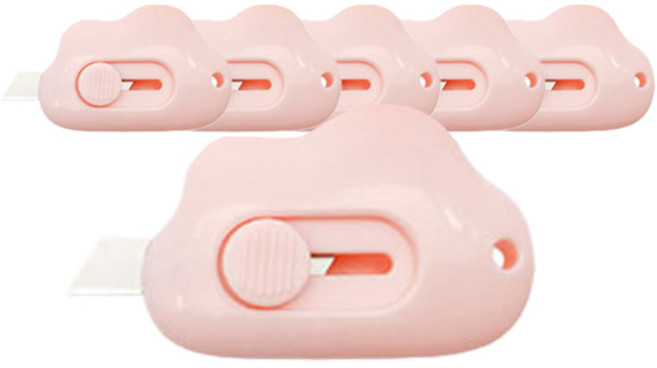 리빙준 미니 구름 커터칼, 핑크, 6개