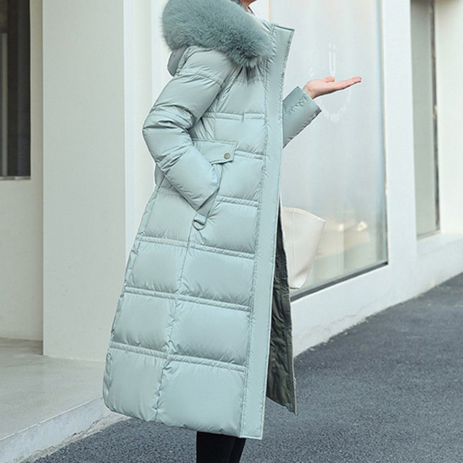 Paperments 女款冬季修身絨毛連帽長版外套 02911