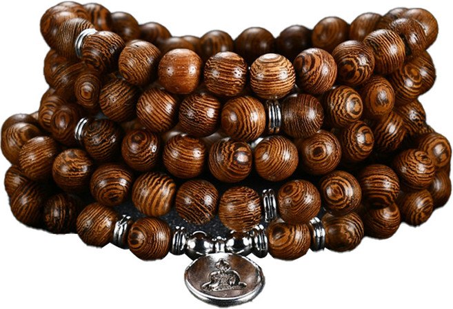 108개구슬 연꽃 불상 브레이슬릿 목걸이 부처님, 브라운, 1개