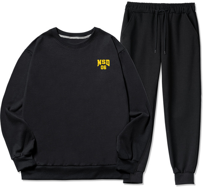 NSD 남성용 빅사이즈 넘버 스몰로고 기모 맨투맨 + 조거트레이닝 바지 세트