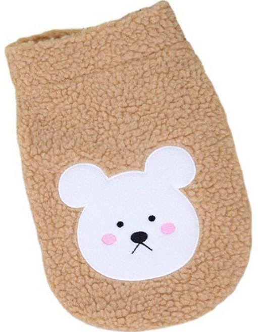 딩동펫 강아지 뽀글이 패치 털조끼, 베이지, 1개