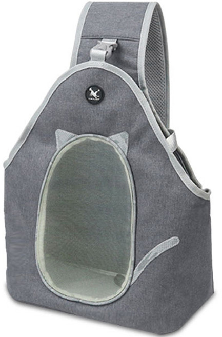 TailUp 반려동물 하드베이스 메쉬 슬링백, 그레이, 1개