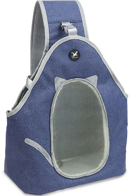 TailUp 반려동물 하드베이스 메쉬 슬링백, 네이비, 1개