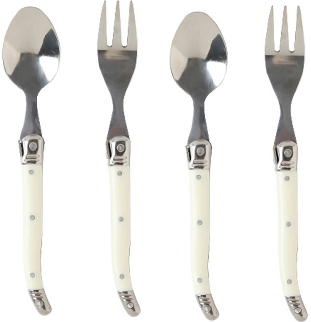 르리에 알비스 디저트 티타임 세트 화이트, 티스푼 2p + 티포크 2p, 1세트