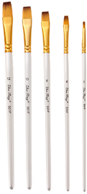 다사바바 호호 아크릴 유화 납작붓 세트, 5종, 1세트