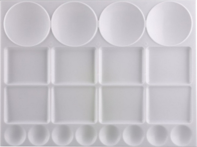 블루스토머 물감 파레트 큰 직사각형 화이트 33 x 25 cm, 20칸, 1개