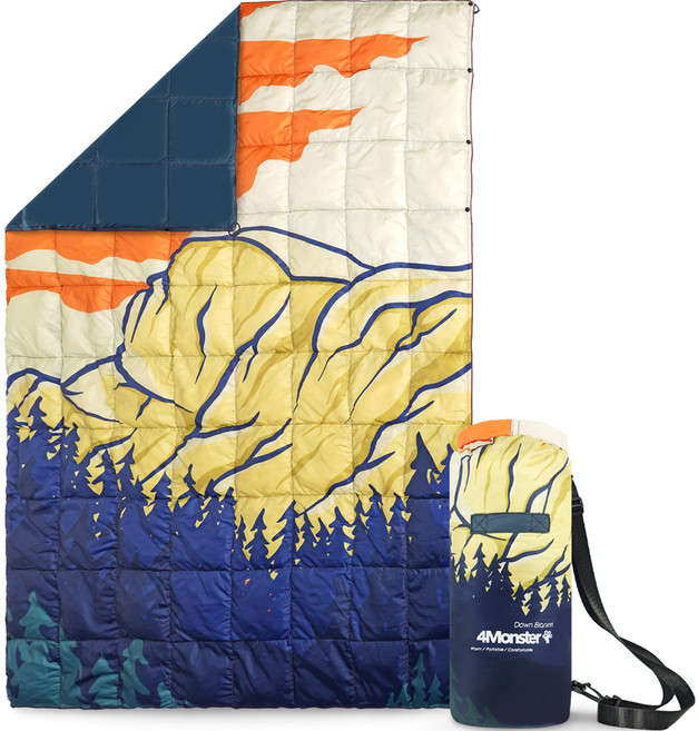 4몬스터 덕다운 초경량 사계절 다용도 블랭킷 프로, 1개, 블루 마운틴
