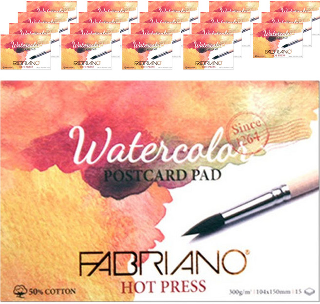 파브리아노 워터칼라 포스트 카드 수채화 300g 엽서 패드형 세목 PC03 A6, 20개