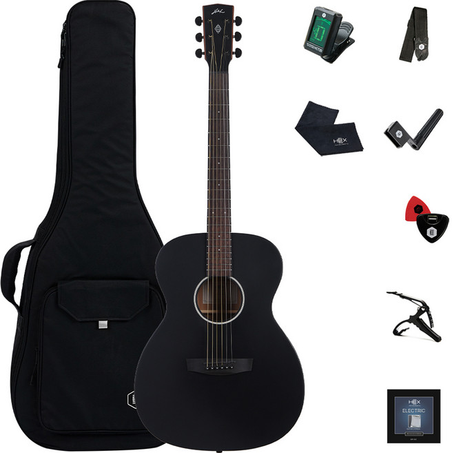 헥스 어쿠스틱 기타 + 구성품 7종 + 피크 세트, HEX F70 M/BT, 블랙탑 무광(기타), 랜덤발송(피크), 1개