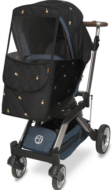 마니또 멜란지 자수 패딩 오르빗 G5 전용 유모차 방한커버, 리틀페어 블랙, 1개