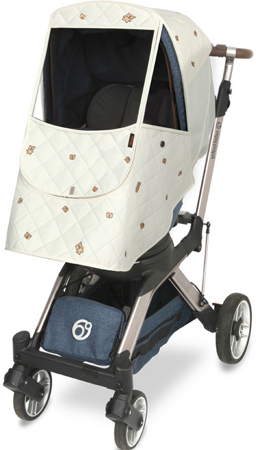 마니또 멜란지 자수 패딩 오르빗 G5 전용 유모차 방한커버, 테디베어 크림, 1개