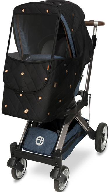 마니또 멜란지 자수 패딩 오르빗 G5 전용 유모차 방한커버, 테디베어 블랙, 1개