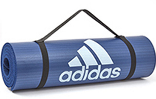 아디다스 피트니스 요가매트 + 휴대용 스트랩 세트, 블루, 1개