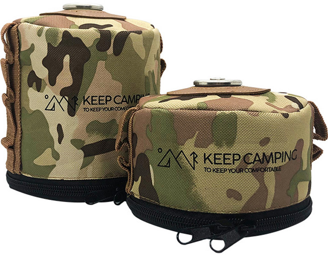 KEEP CAMPING 露營迷彩圖案高山瓦斯罐套組, 1套, 迷彩圖案