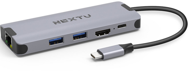 넥스트유 USB-C to HDMI/LAN/USB3.0x2/PD 5 IN 1 컨버터 NEXT-368TCH-PD, 실버, 1개