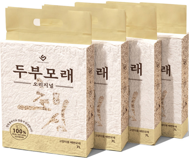 이수펫 초심 고양이 두부모래 가는입자, 7L, 4개, 오리지널