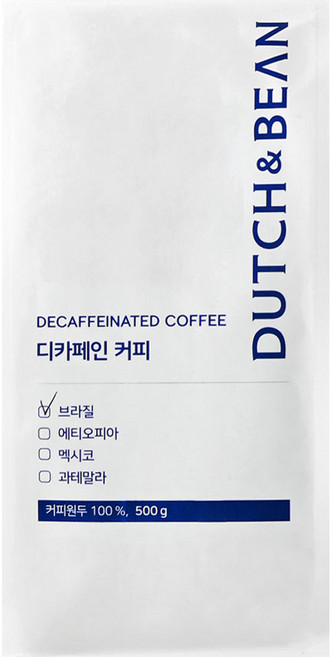 더치앤빈 브라질 디카페인 커피원두, 500g, 1개, 홀빈(분쇄안함)