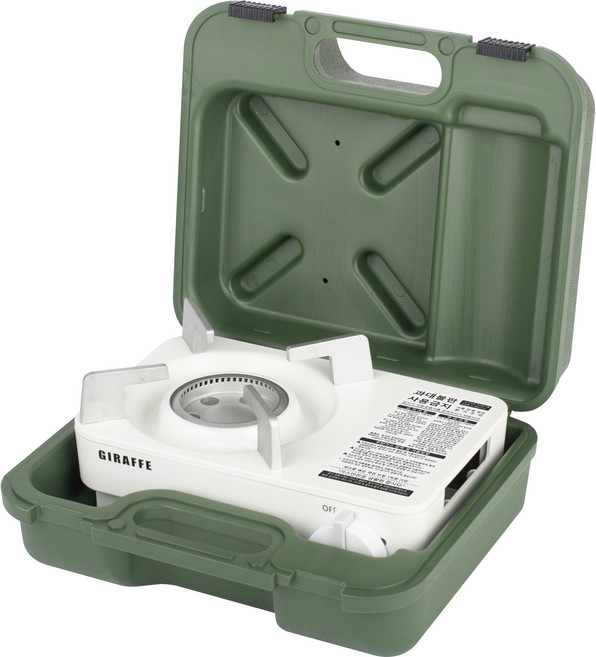 지라프 시그니처 미니 가스렌지 + 케이스, 화이트 + 카키, 1세트