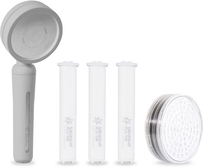 아쿠아듀오 블라썸 샤워기 + PLA 필터 3p + 2차 ACF헤드 필터 세트, 1개, 그레이