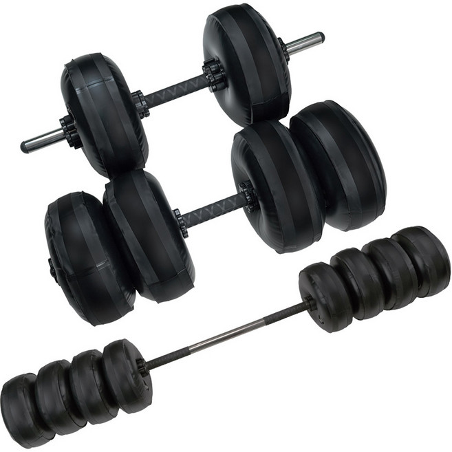 BODYSTER PVC Watermax 重量可調式啞鈴槓鈴組, 35kg, 黑色