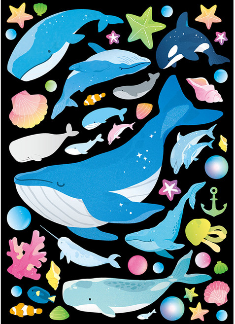 핑크풋 12000 고래야광별스티커, 혼합색상, 1개