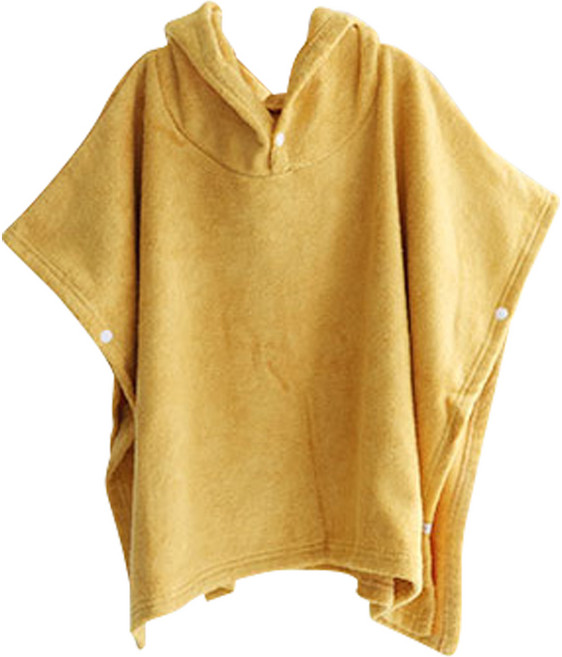 맘스네이처 유아용 밤부 후드 판초 목욕가운 L, 머스타드, 1개