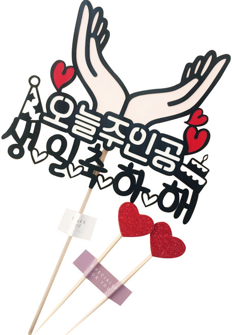 써니토퍼 꽃받침 생일케이크 토퍼, 오늘주인공생일축하해, 1세트