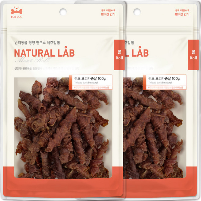 네츄럴랩 건조 롤 강아지간식, 오리가슴살, 100g, 2개