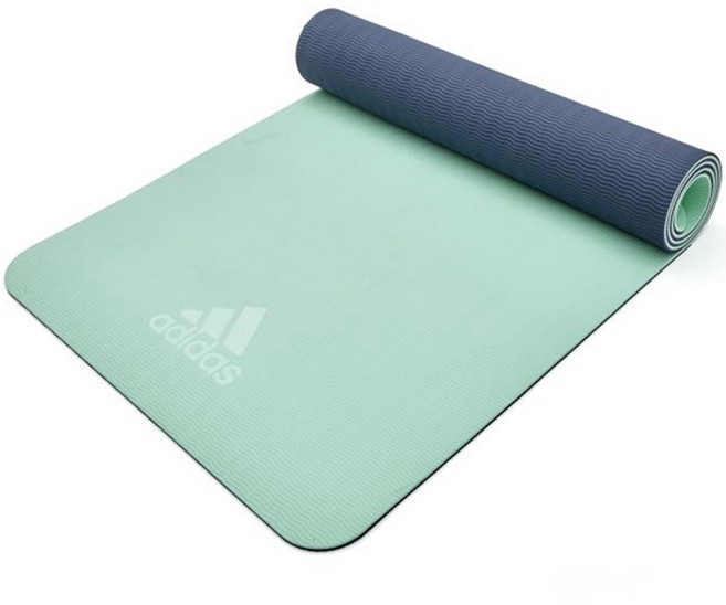 아디다스 더블사이드 TPE 요가매트 6mm, 블루 + 민트, 1개