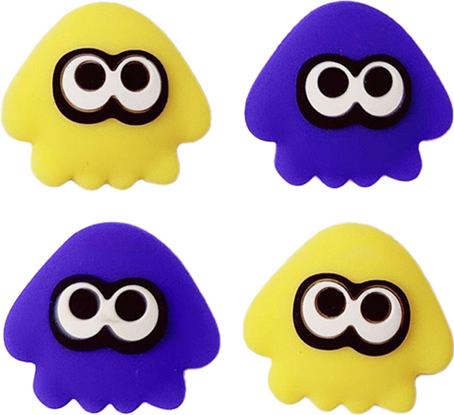 잼몬스터 닌텐도 스위치 OLED Lite 공용 스플래툰3 에디션 오징어 조이스틱 커버 2종 x 2p 세트, 블루옐로, 1세트