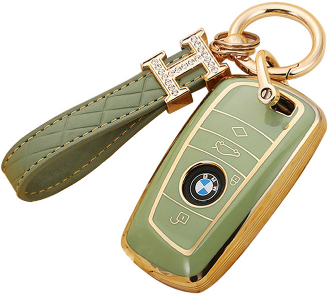 하마테 BMW 럭셔리골드 TPU 키케이스 + 키홀더 세트 B타입, 올리브, BMW 신형타임