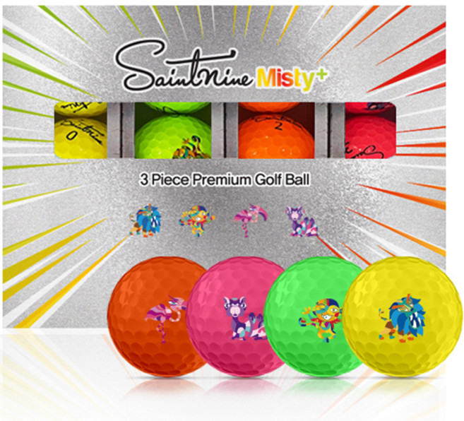 세인트나인 넥센 신형 미스티플러스 3피스 골프공 3 x 4종, 핑크,오렌지,그린,옐로우, 12개입, 1세트