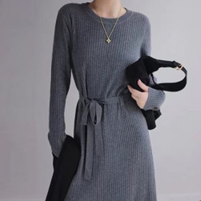 페이퍼먼츠 일자핏 필수템 골지 트임 롱 니트 원피스 03112