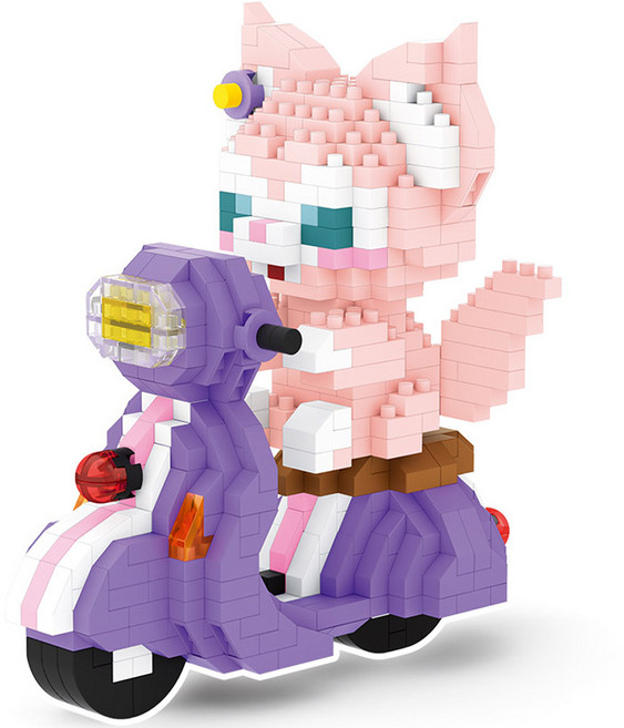 BOYU 나노블럭 보라스쿠터고양이, 혼합색상, 1세트