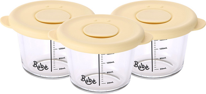 네오플램 베베 스팀홀 이유식 용기 세트, 230ml, 라이트옐로우, 3개