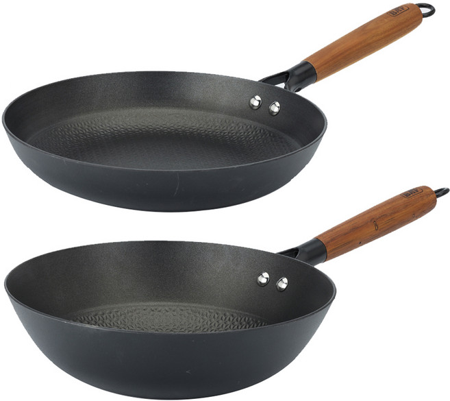 BAF 인덕션 캐스트 아이언 무쇠주물 후라이팬 세트 2개, 혼합색상, 프라이팬 24cm + 궁중팬 24cm, 1세트