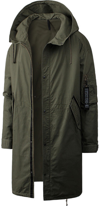 다꾸앙 남성용 자켓 오버핏 수리남 빈티지 후드 롱 야상 점퍼 A03S14_oj0084